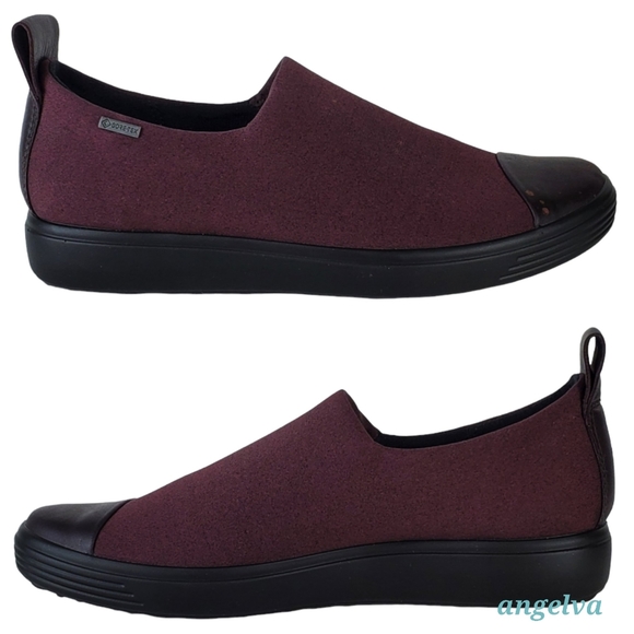 New Ecco the soft 7 gore tex waterproofslip on sneakers burgundy extra width - Picture 4 of 14